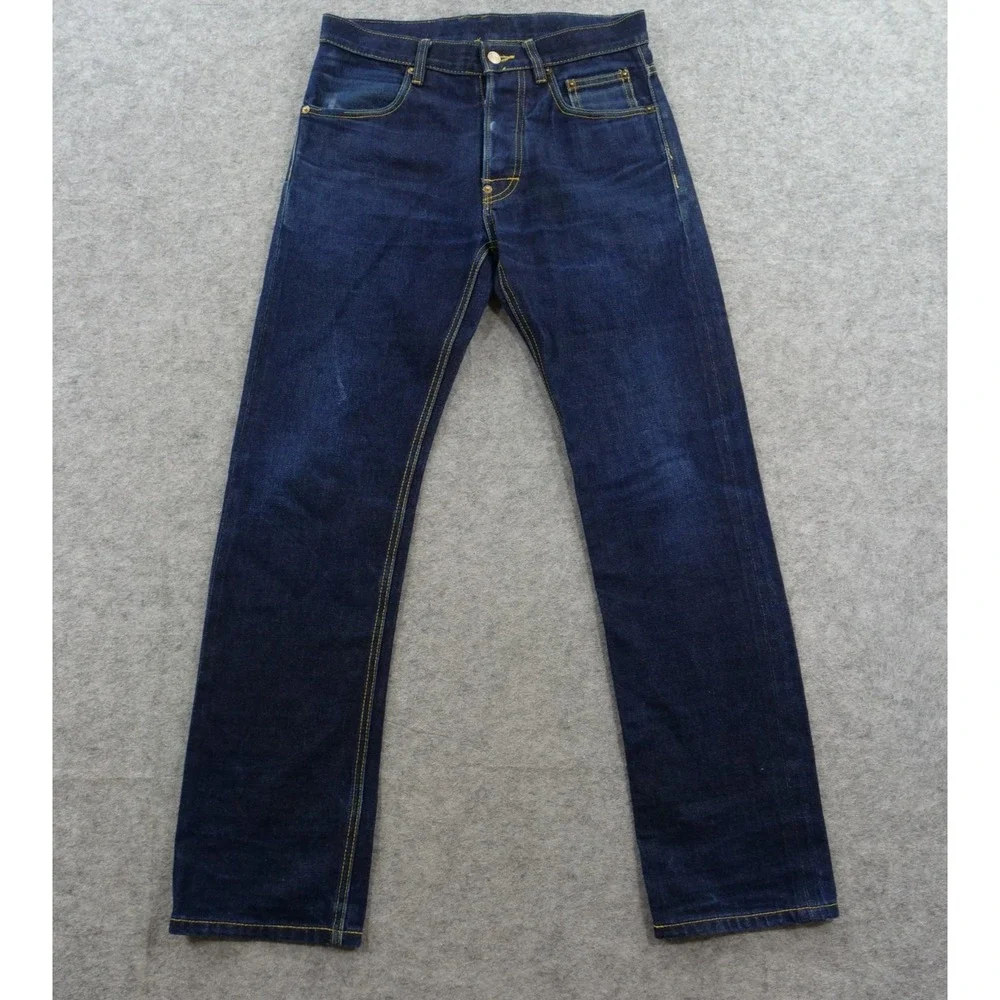 The Hundreds Jeans Mens 30 Blue Selvedge Straight Mid Rise Dark Wash Button Fly